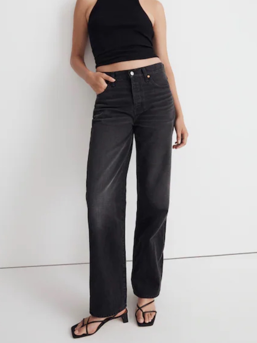 Madewell Low-Slung Straight Jeans Women’s 27 Black 100% Cotton Denim NM209